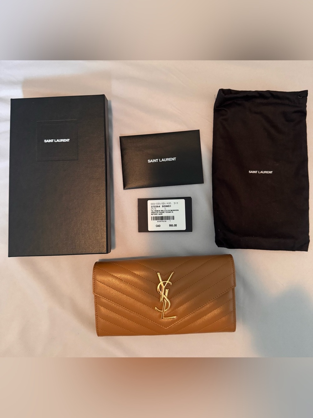 Saint Laurent Brown YSL Quilted Leather Wallet
